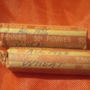 Two Rolls of Wheat Penny Coin Wraps - Orange and Tan